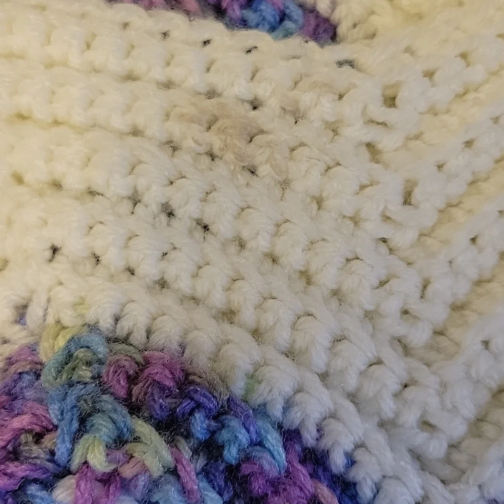 Chevron Patterned White and Multicolor Handmade Aftgan, 64